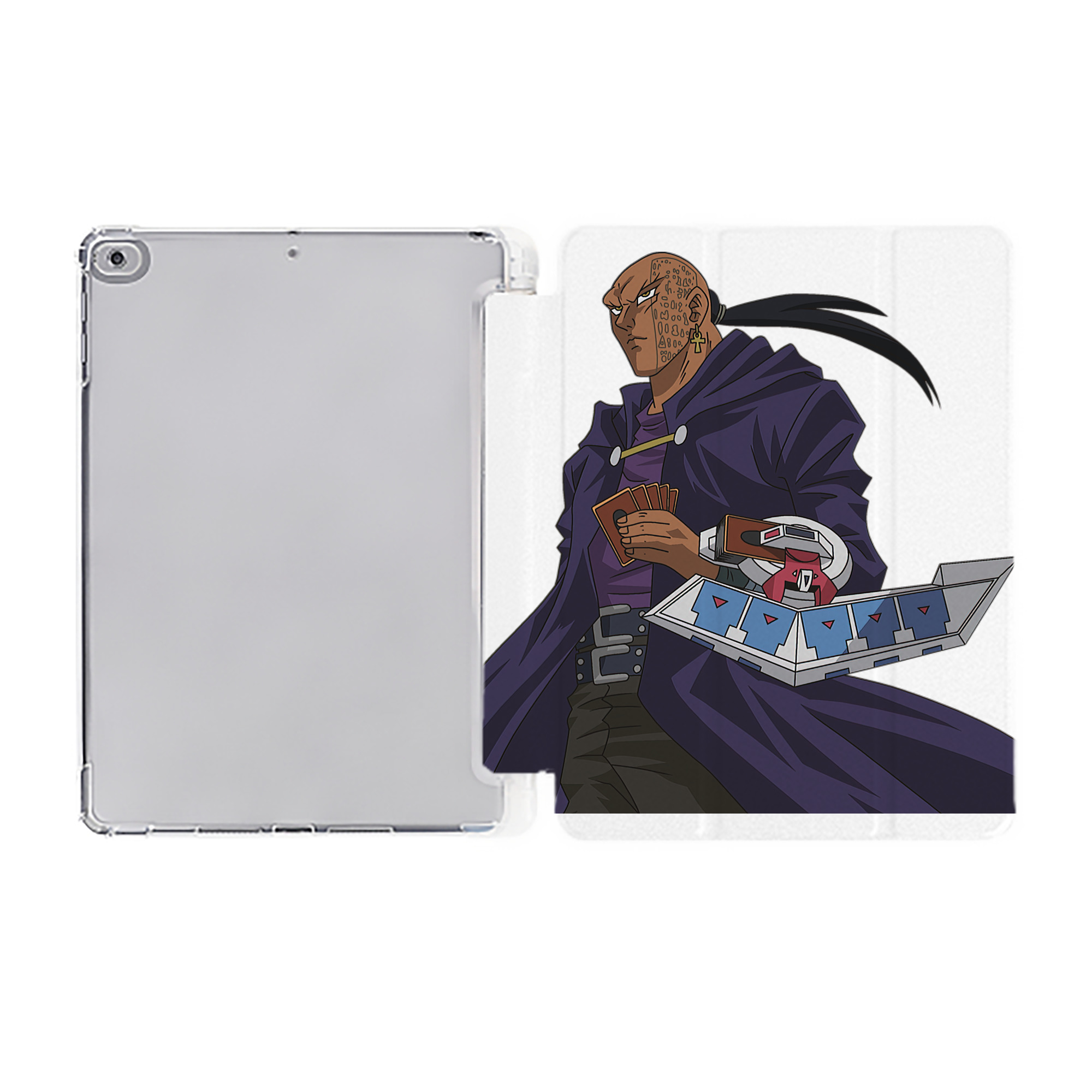 （画像用） 遊☆戯☆王 Yu-Gi-Oh! IPad ケース ペン収納付き 三つ折りスタンド PUレザー×シリコン 対応機種9.5/10.5/10.9インチ